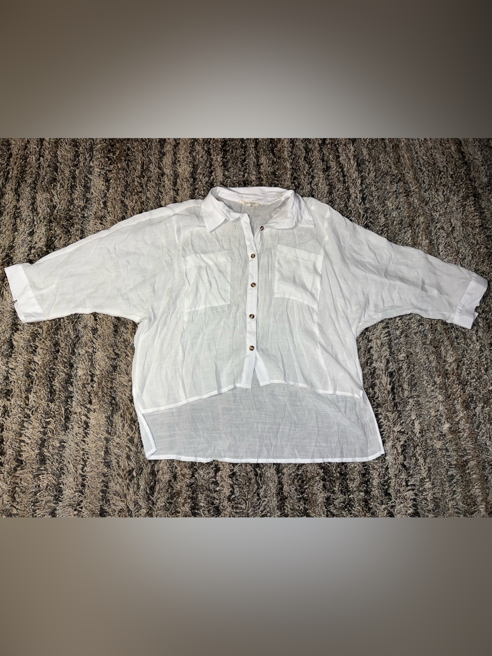 Lily Star White Sheer Button-Up Top